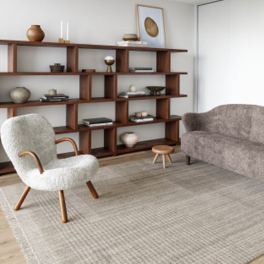 nuLOOM Mozai Fringed Wool-Blend 4ft. x 6ft. Beige Area Rug