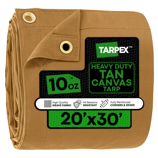 Tarpex 20-ft x 30-ft Brown Waterproof Commercial Canvas 14-mil Tarp