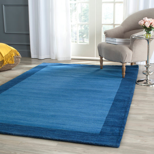 Safavieh Himalaya 6 x 9 (ft) Loomed Wool Light Blue/Dark Blue Rectangular Indoor Solid Spot Clean Only Area rug