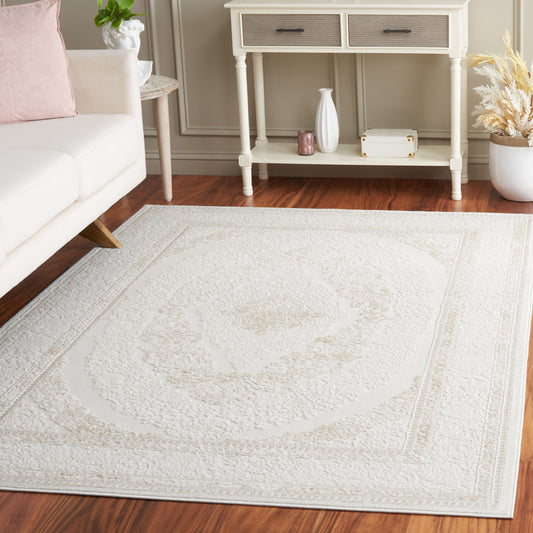 Safavieh Hanna 8 x 10 (ft) Loomed Polyester/Polypropylene Taupe/Ivory Rectangular Indoor Mid-Century Modern Professionally Clean Only Area rug