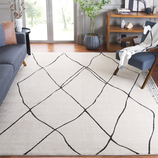 Safavieh Melody 8 x 10 (ft) Loomed Polyester Ivory/Black Rectangular Indoor Geometric Mid-Century Modern Professionally Clean Only Area rug