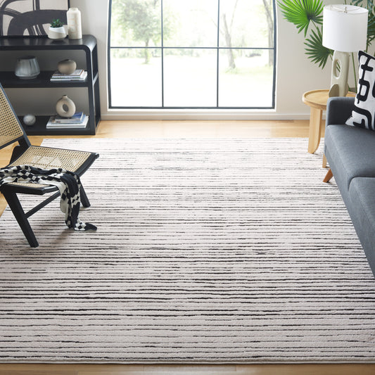 Safavieh Melody 8 x 10 (ft) Loomed Polyester Ivory/Black Rectangular Indoor Abstract Mid-Century Modern Professionally Clean Only Area rug