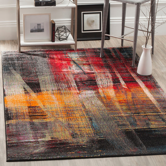 Safavieh Porcello 7 x 9 (ft) Loomed Polypropylene Multi Rectangular Indoor Abstract Mid-Century Modern Professionally Clean Only Area rug