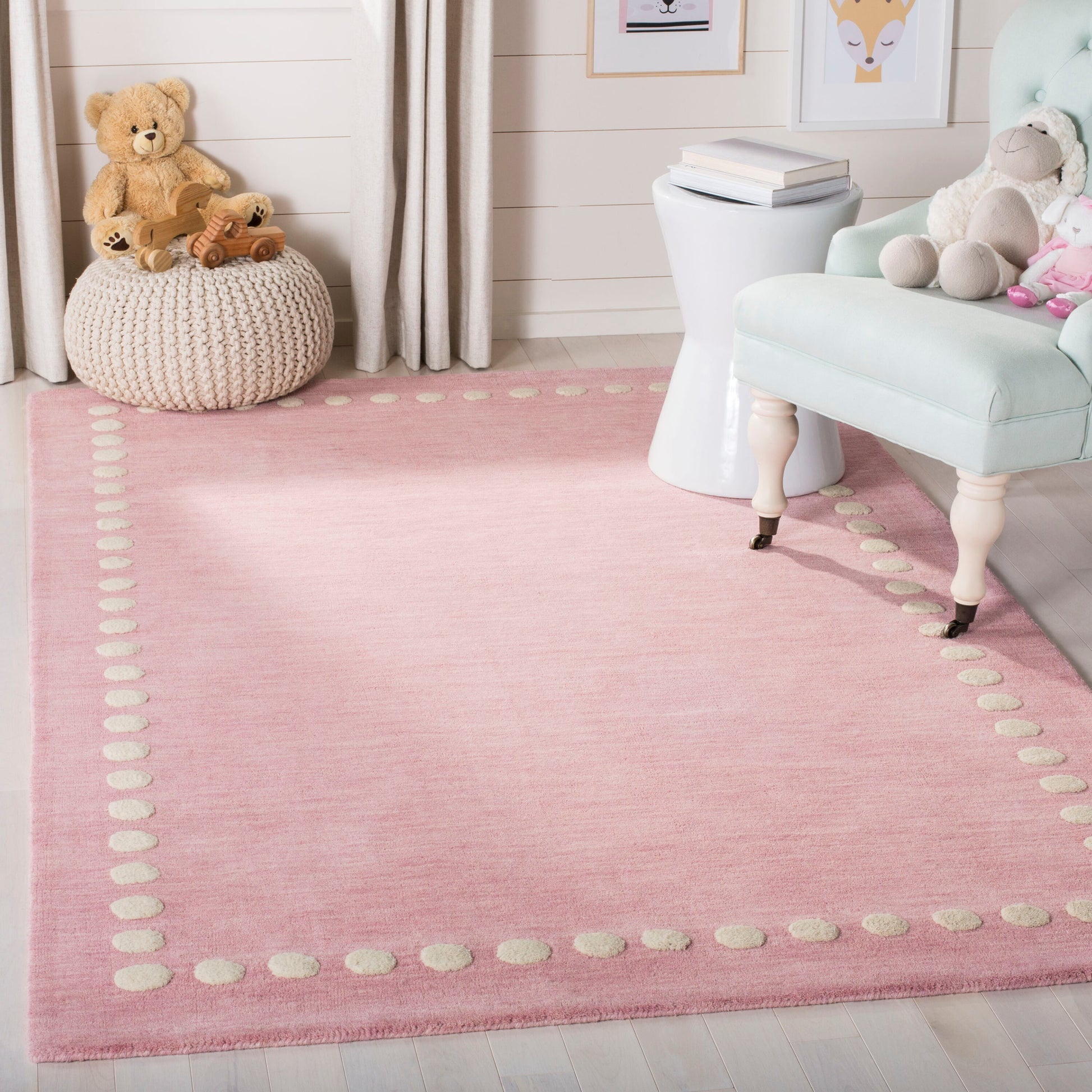Safavieh Safavieh Kids 8 x 10 (ft) Loomed Wool Pink Rectangular Indoor Geometric Mid-Century Modern Professionally Clean Only Area rug