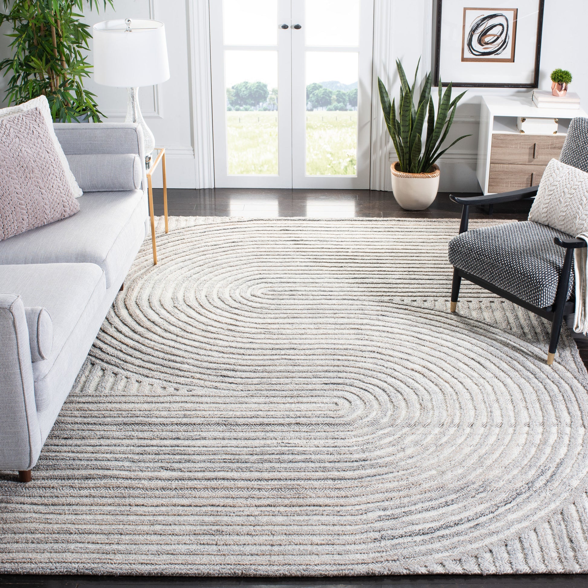 Safavieh Southampton 8 x 10 (ft) Tufted Wool Beige Rectangular Indoor Geometric Mid-Century Modern Spot Clean Only Area rug