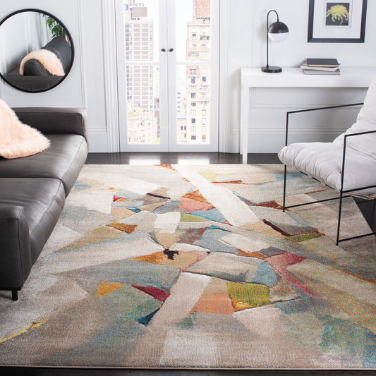 Safavieh Porcello 9 x 12 (ft) Loomed Polypropylene Gray/Multi Rectangular Indoor Abstract Mid-Century Modern Professionally Clean Only Area rug