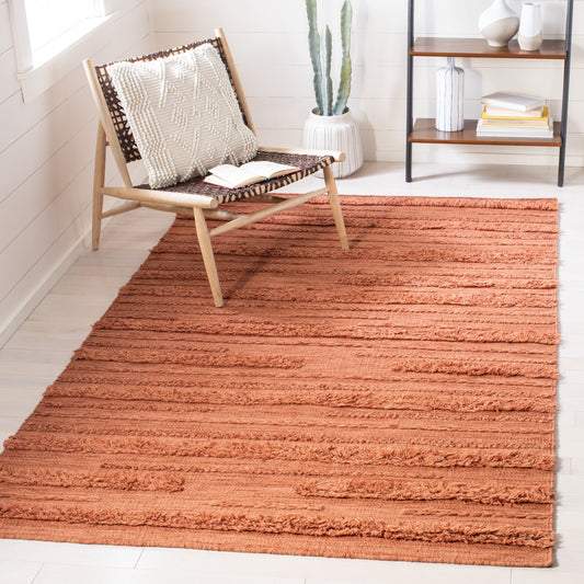 Safavieh Vermont 5 x 8 (ft) Knotted Wool Rust/Orange Rectangular Indoor Stripe Coastal Spot Clean Only Area rug