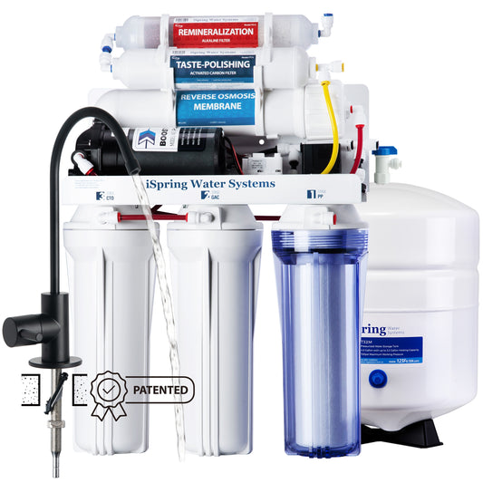 iSpring RCC7P-AK-BLK Series Membrane Yes, Reverse Osmosis Filtration Under Sink Water Filtration System with Black Faucet