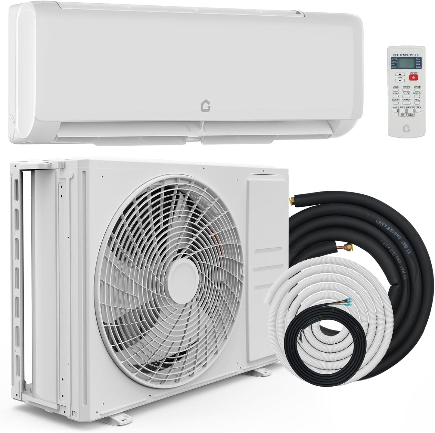 Qeetex 12000 BTU Energy Star Ductless Mini Split Air Conditioner and Heat Pump 21 SEER2 230V Inverter System with Complete Installation Kit