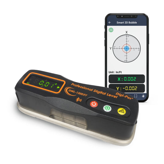 Digi-Pas 6 in. 2-Axis Smart Machinist Digital Level BLUETOOTH/Mobile App - 0.002 In/Ft - 0.2mm/M