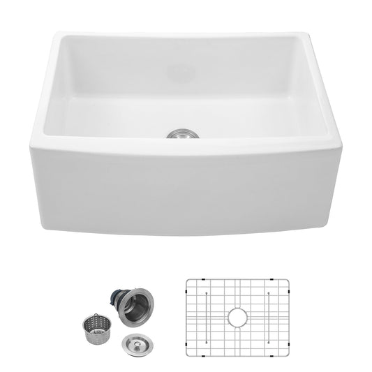 LIVIZA Ceramic Kitchen Sink Farmhouse apron front 24-in x 19-in Porcelain Single bowl Kitchen Sink