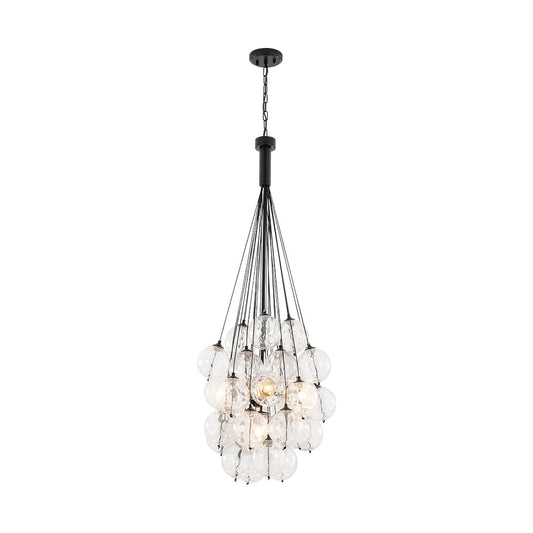 Zicbol 5 -Light Matte Black Indoor Clear glass Glass Metal Chandelier