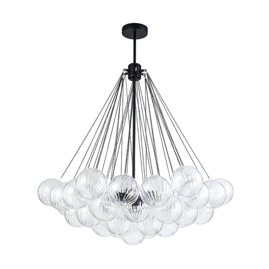 Zicbol 3 -Light Matte Black Indoor Textured glass Metal Chandelier