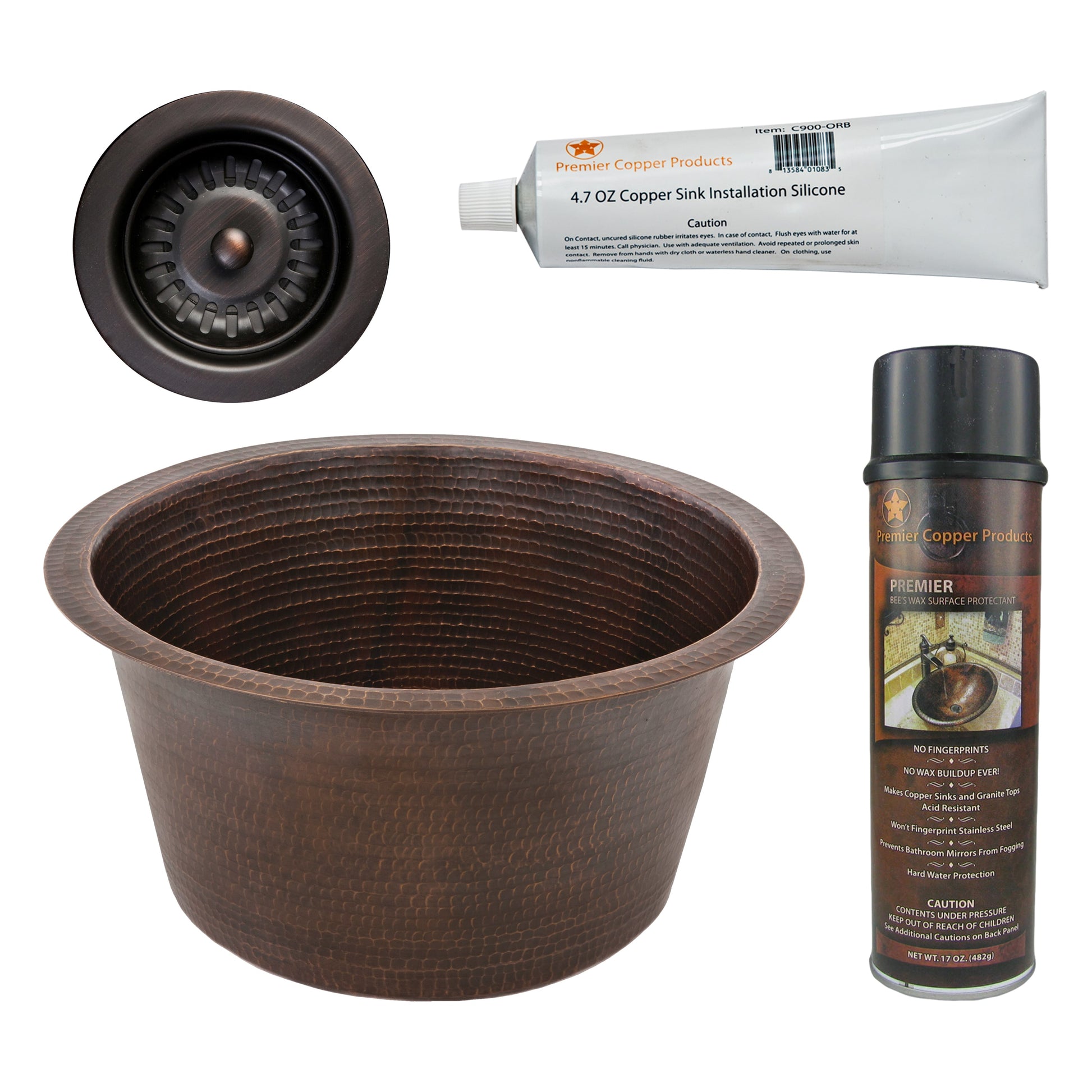 PREMIER COPPER PRODUCTS 17-in L x 17-in W Copper Dual-mount Residential Bar Sink