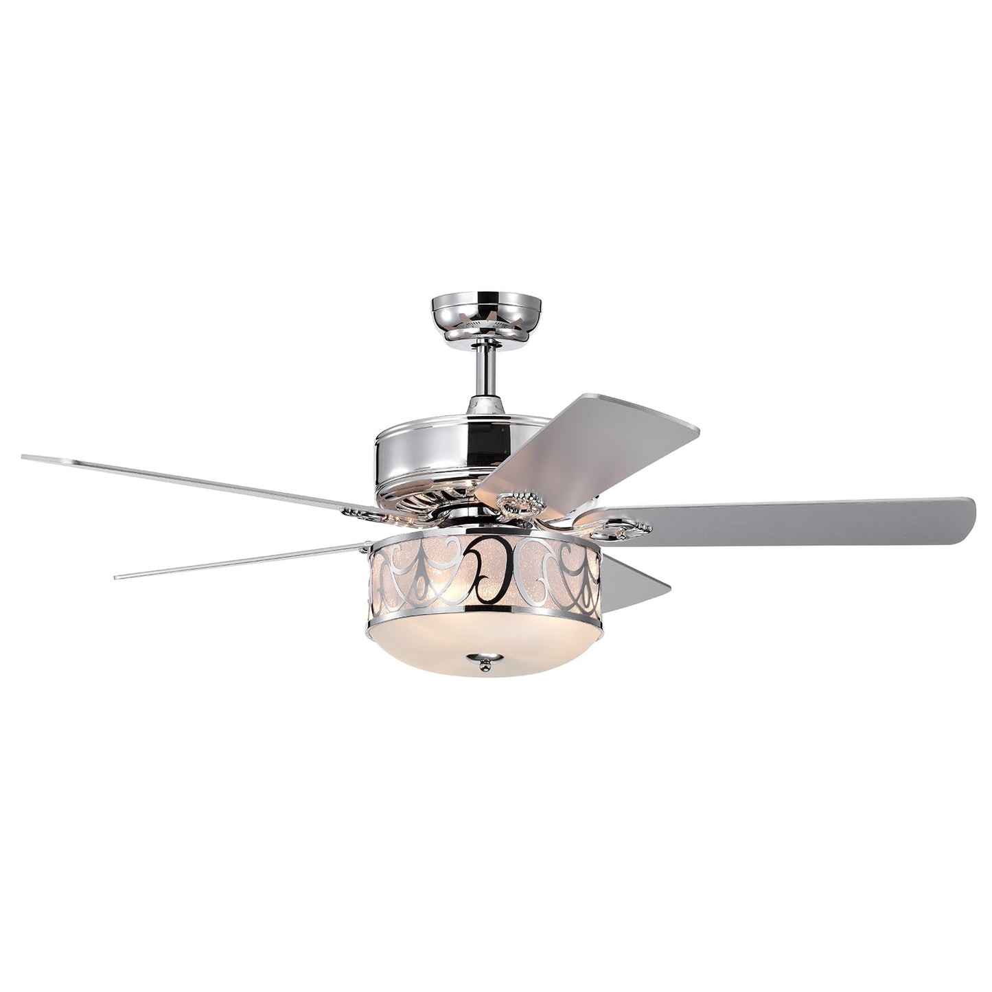 Slickblue 52 Inch Black and Silver Ceiling Fan with Iron/MDF Blades 3-Blade Integrated Light Fixture Remote Control Included for Bedroom Living Dining Room