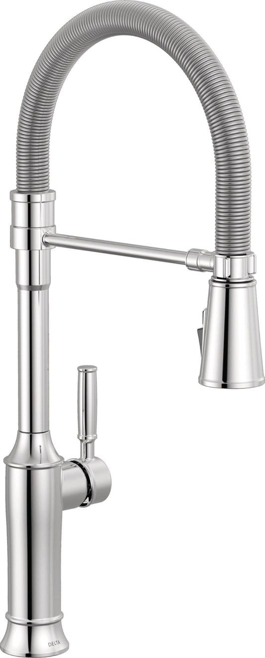Delta Renaldi Lumicoat Chrome Single Handle Deck-mount Commercial Pull-down Kitchen Faucet with Sprayer