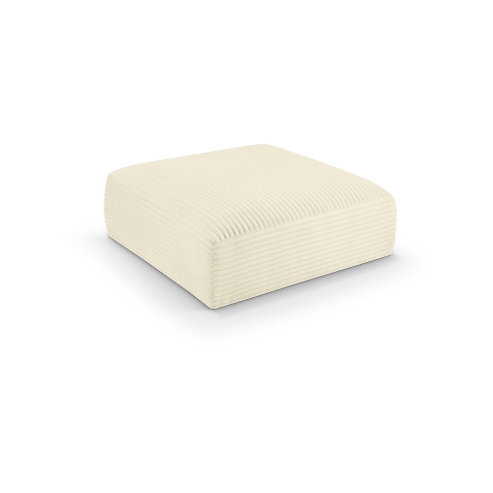 Meridian Shaggy Cream Corduroy Performance Fabric Ottoman