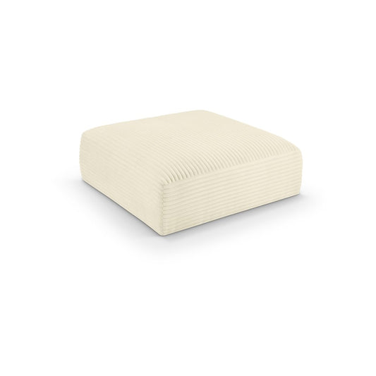 Meridian Shaggy Cream Corduroy Performance Fabric Ottoman