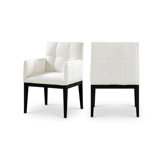 Meridian Adrian Cream Vegan Leather Dining Arm Chair Set of 2