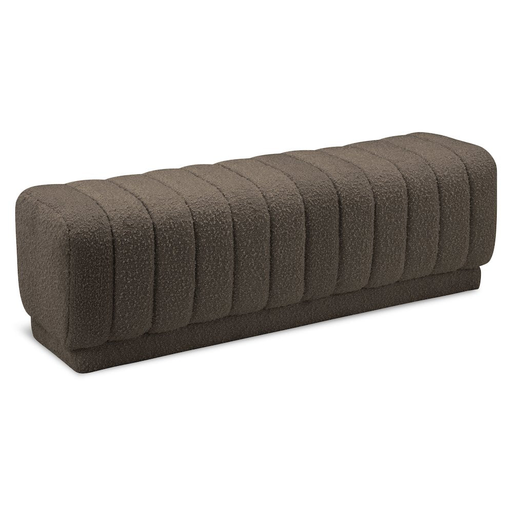 Meridian Heathrow Brown Boucle Fabric Ottoman Bench