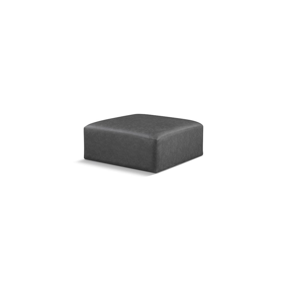 Meridian Cube Charcoal Grey Vegan Leather Ottoman