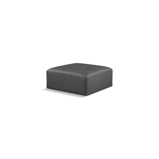 Meridian Cube Charcoal Grey Vegan Leather Ottoman