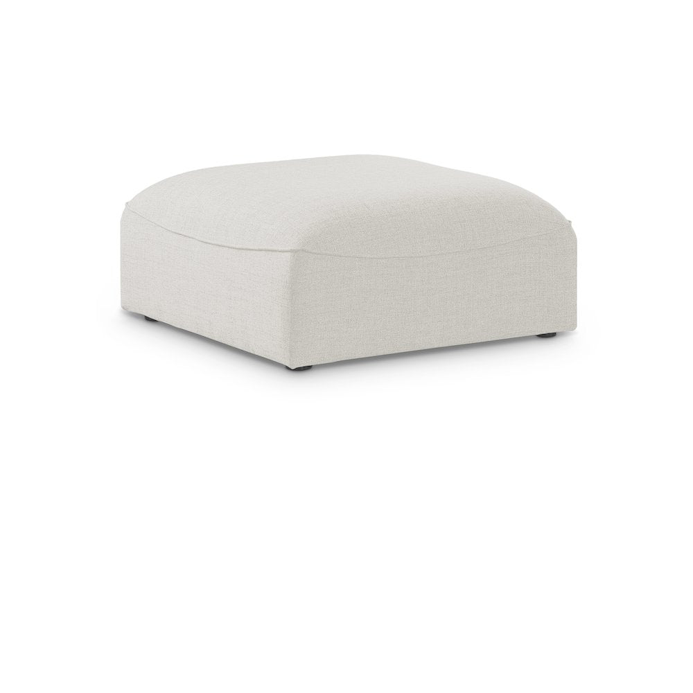 Meridian Miramar Cream Durable Linen Textured Ottoman