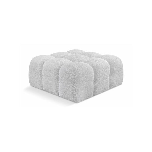 Meridian Ames Grey Boucle Fabric Ottoman