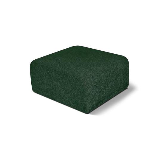 Meridian Arc Green Boucle Fabric Ottoman