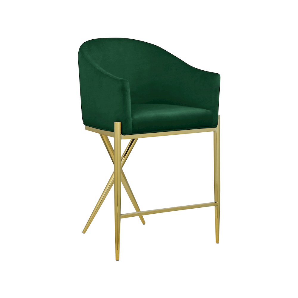 Meridian Xavier Green Velvet Counter Stool