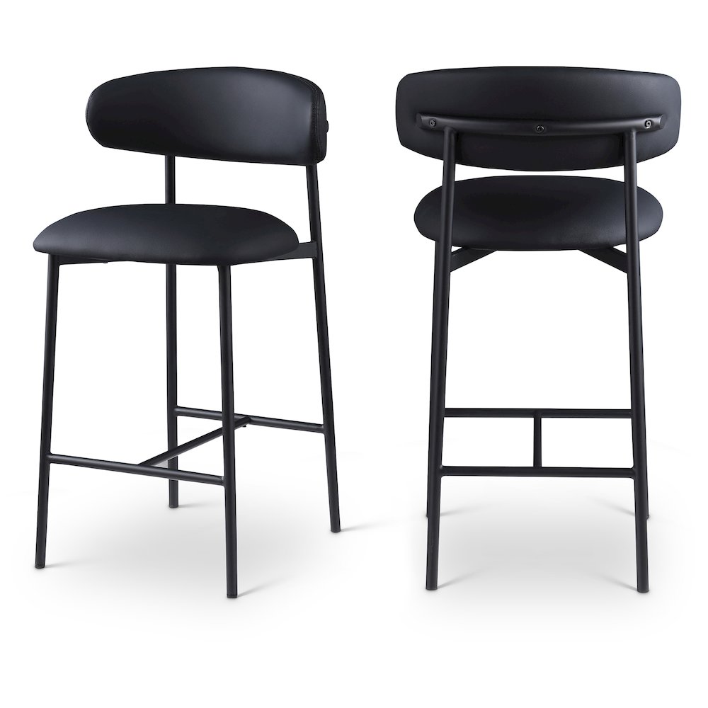 Meridian Lupita Black Vegan Leather Counter Stool Set of 2