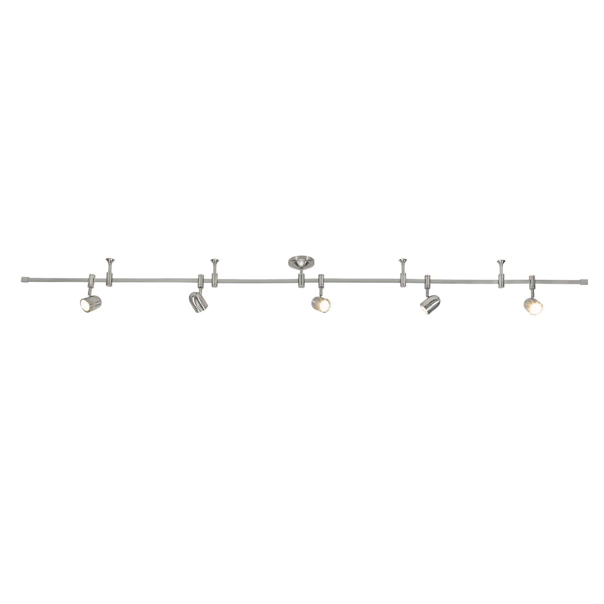 Catalina Flex Track 96-in 5 -Light Brushed Nickel GU10 pin base Modern/contemporary Flexible Track Lighting Kit with Round Brushed Nickel Pivoting Heads