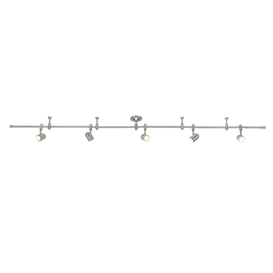 Catalina Flex Track 96-in 5 -Light Brushed Nickel GU10 pin base Modern/contemporary Flexible Track Lighting Kit with Round Brushed Nickel Pivoting Heads