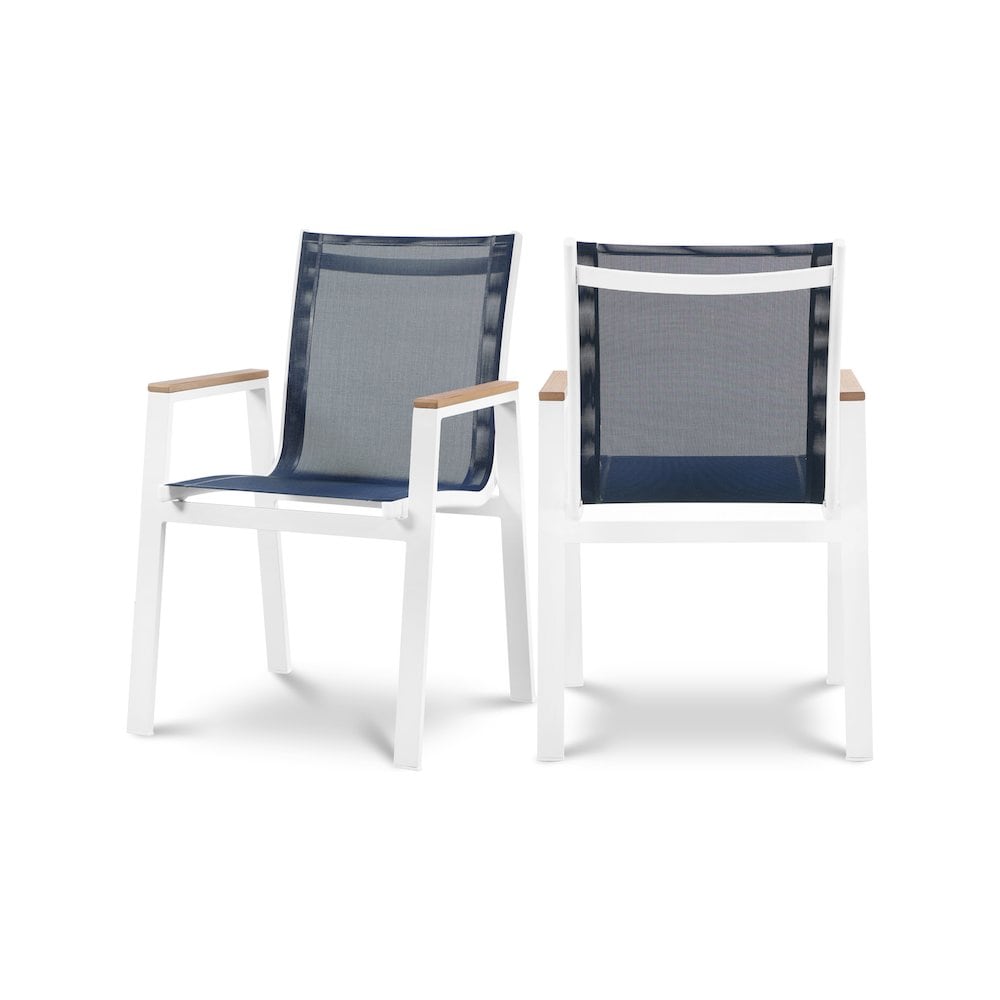 Meridian Nizuc Navy Mesh Water Resistant Fabric Outdoor Patio Dining Arm Chair Set of 2