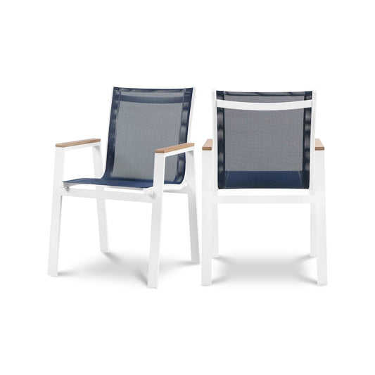 Meridian Nizuc Navy Mesh Water Resistant Fabric Outdoor Patio Dining Arm Chair Set of 2