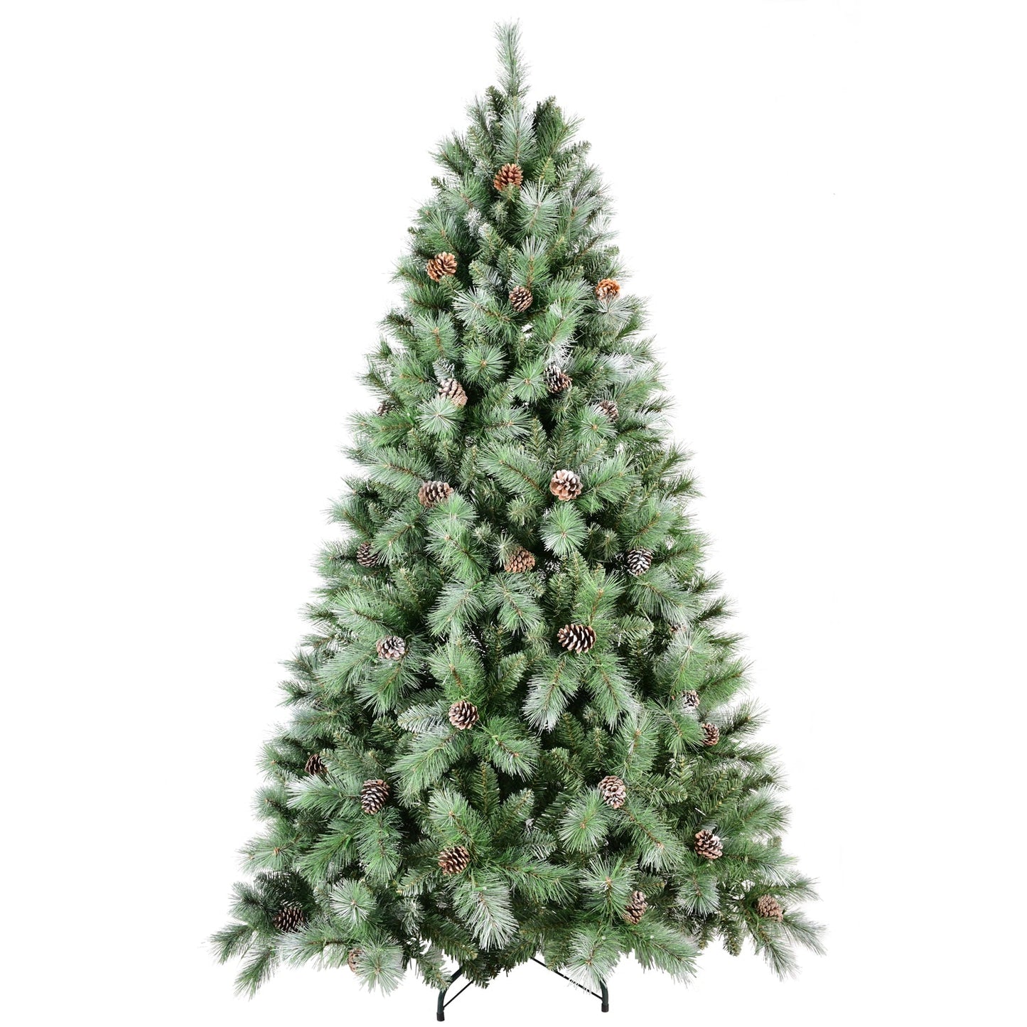 Boyel Living 7 ft. Christmas Tree with 82 Pine Cones 1348 PVC Hard Needle Tips Hinged with Metal Stand Full Holiday Decoration