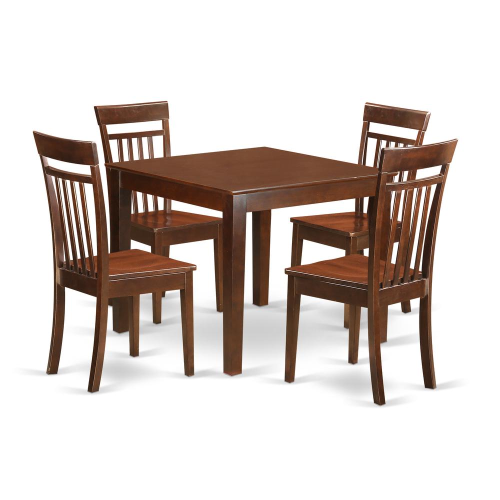 East West Furniture 5 PcSmall Kitchen Table set with a Dining Table and 4 Dining Chairs in Mahogany