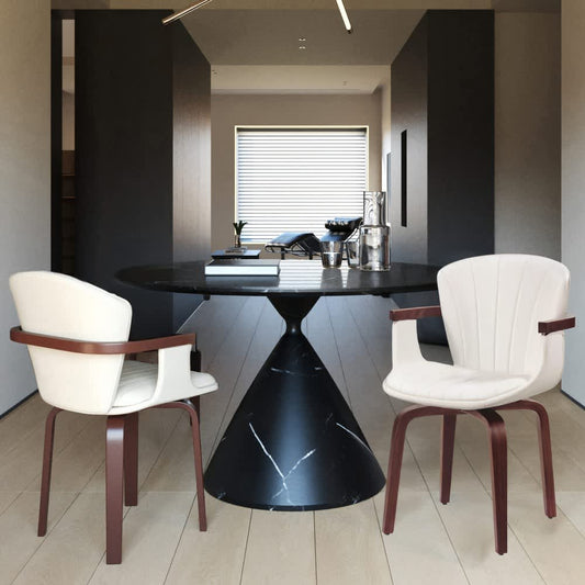 Coolbibila Mid Century Modern Swivel Dining Chairs Set of 2 White PU Leather Upholstered Side Chair for Kitchen