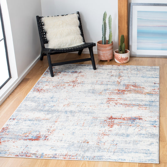 Safavieh Amelia 10 x 14 (ft) Loomed Polypropylene Ivory/Rust Rectangular Indoor Abstract Mid-Century Modern Professionally Clean Only Area rug