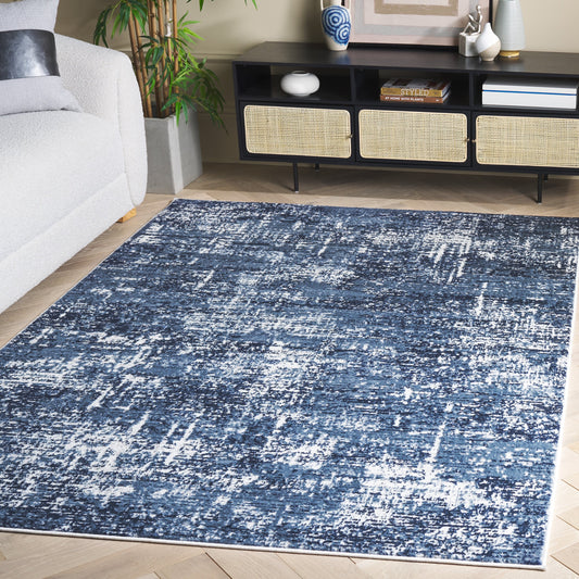 Safavieh Amelia 700 10 x 14 (ft) Loomed Polypropylene Ivory/Dark Blue Rectangular Indoor Abstract Mid-Century Modern Professionally Clean Only Area rug