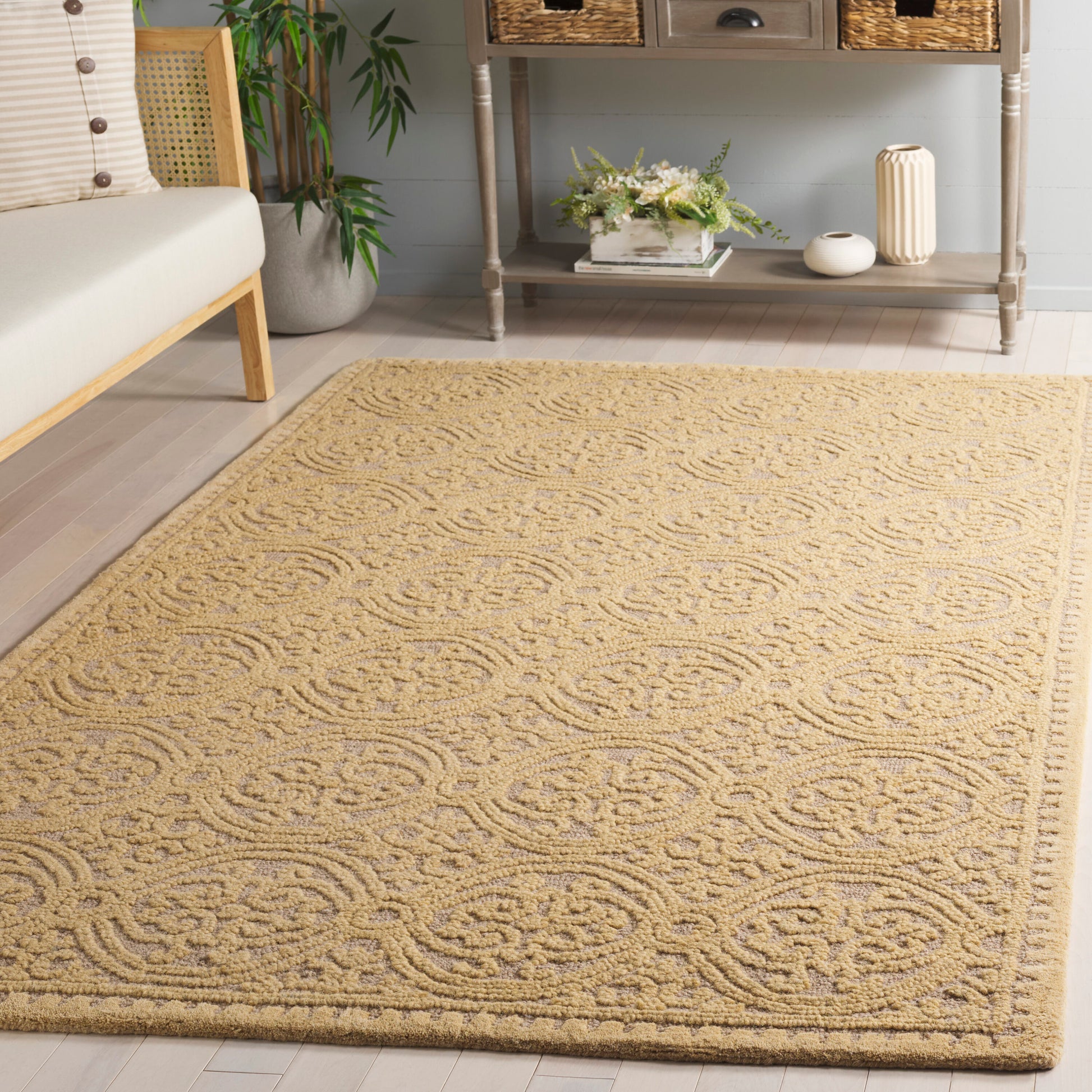 Safavieh Cambridge 8 x 10 (ft) Tufted Wool Light Gold/Dark Gold Rectangular Indoor Mid-Century Modern Professionally Clean Only Area rug