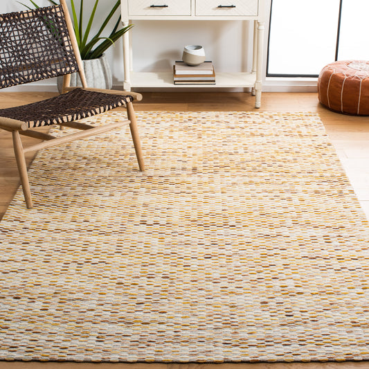Safavieh Marbella 6 x 9 (ft) Flatweave Wool Yellow/Ivory Rectangular Indoor Abstract Mid-Century Modern Professionally Clean Only Area rug