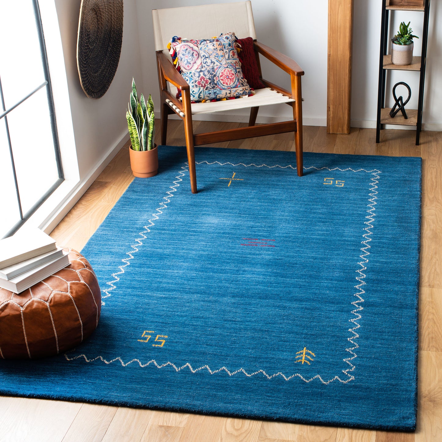 Safavieh Himalaya 8 x 10 (ft) Loomed Wool Blue Rectangular Indoor Solid Mid-Century Modern Professionally Clean Only Area rug