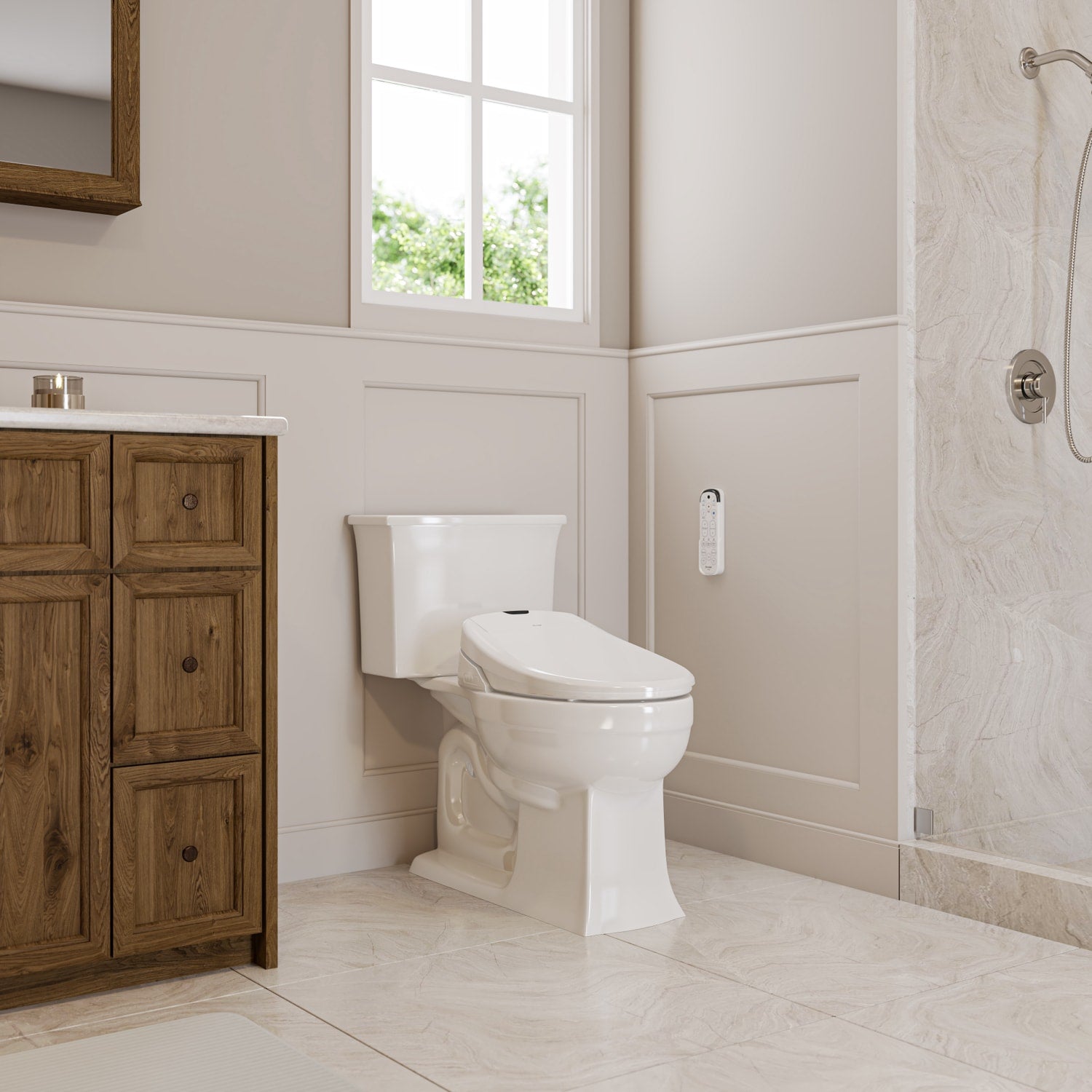 Brondell Swash 1400 Plastic White Elongated Slow Close Feature Heated Bidet Function Toilet Seat