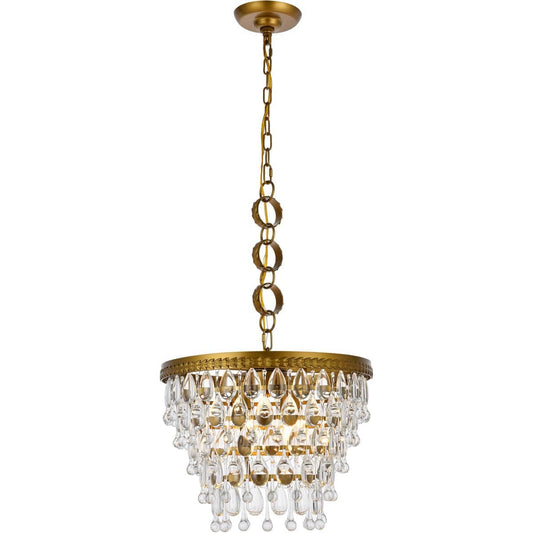 Elegant Lighting  1219D16BR/RC Nordic 4 Light 16 inch Brass Pendant Ceiling Light
