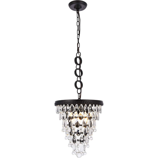 Elegant Lighting  1219D13BK/RC Nordic 3 Light 13 inch Black Pendant Ceiling Light
