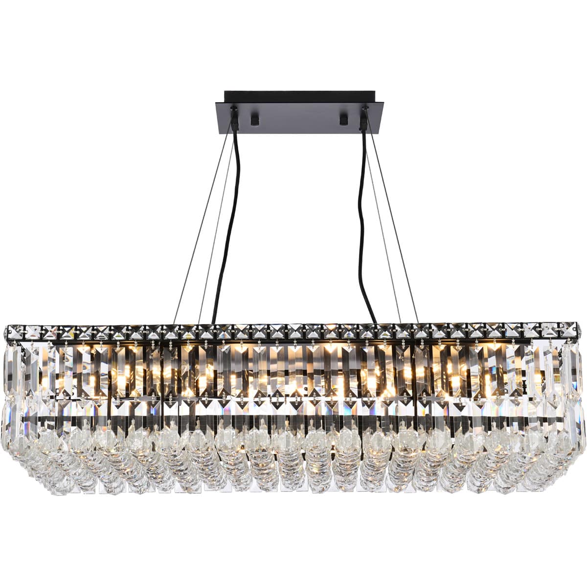 Elegant Lighting  V2034D32BK/RC Maxime Island Light Black and Clear