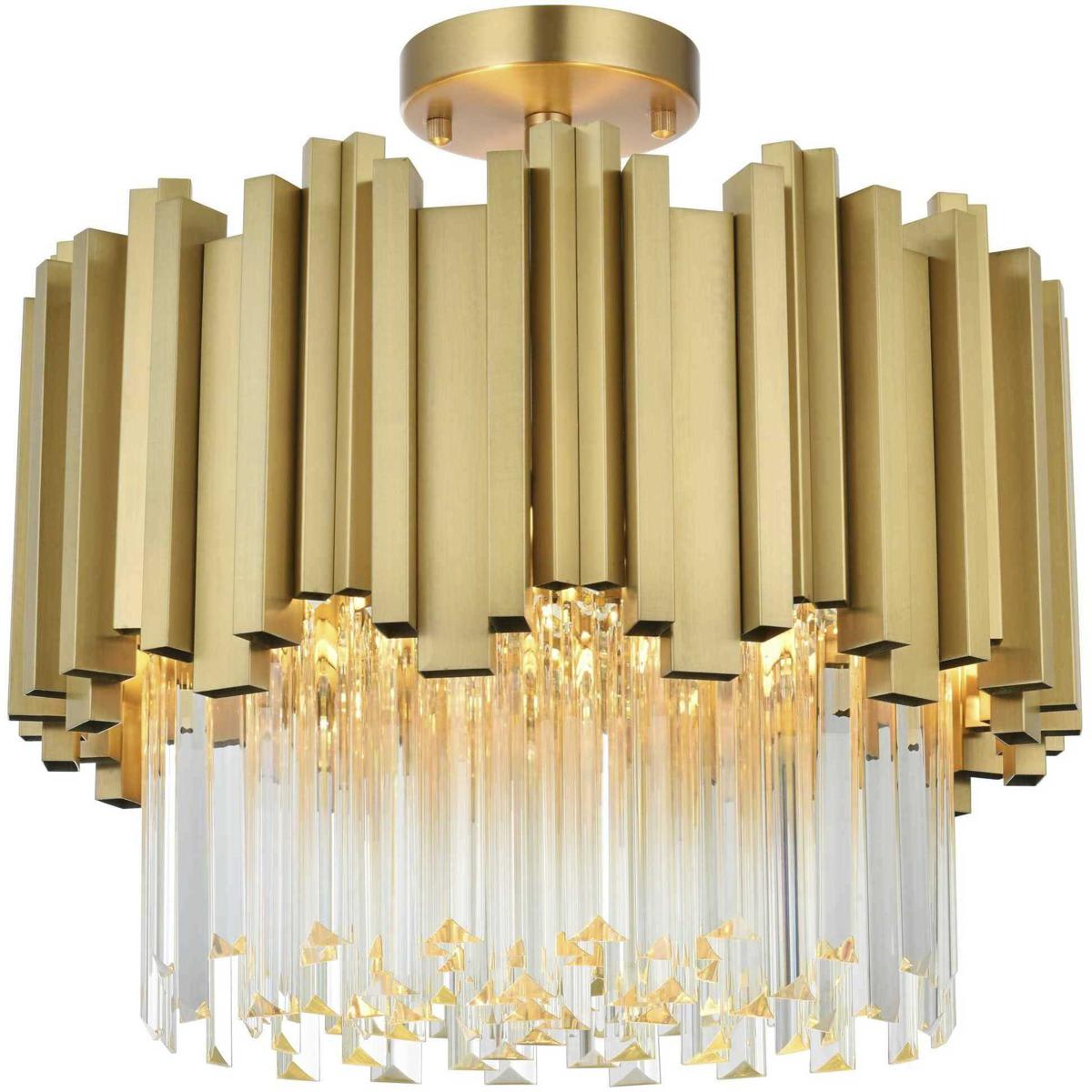 Elegant Lighting  3400F16SG Willow 4 Light 16 inch Satin Gold Flush Mount Ceiling Light