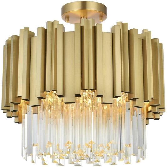 Elegant Lighting  3400F16SG Willow 4 Light 16 inch Satin Gold Flush Mount Ceiling Light