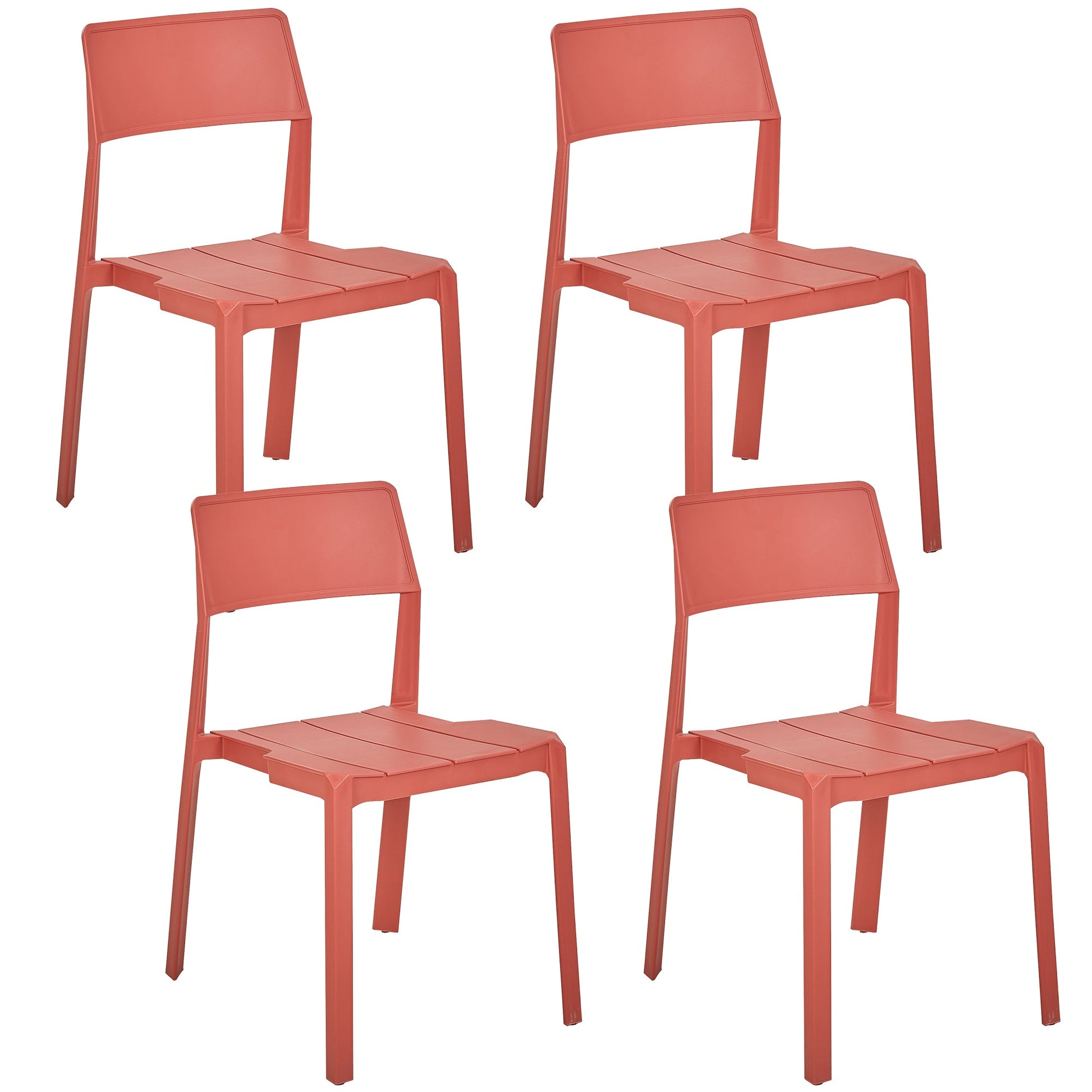 Vecelo Red Stackable Dining Chairs Plastic Armless Modern Stylish Design Versatile Seating for Kitchen Dining Room Cafe Patio Events or Contemporary Indoor Outdoor Spaces